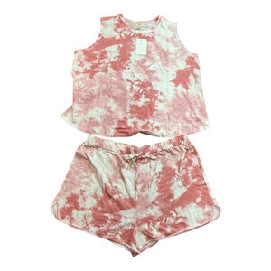 Women’s Size 2X Como Blu 2 Piece Pink Tie-Dye Lounge Pajama Set Tank & Short NWT